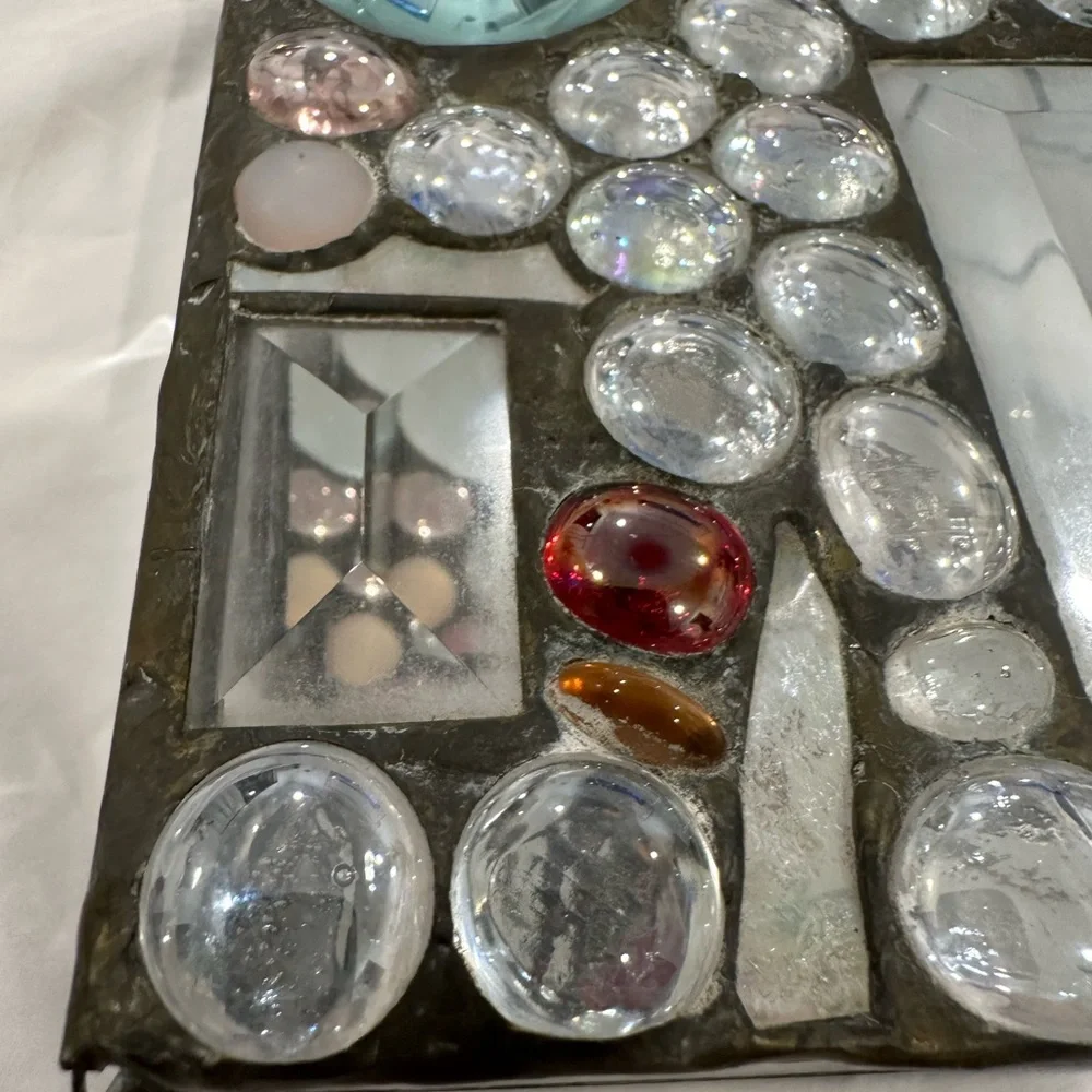 Abstract Bedazzled Hand Made Artisan 3D Mirrored Box